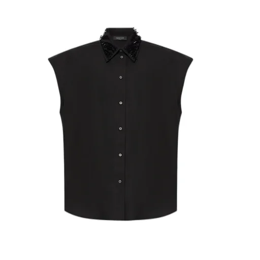 Embellished Collar Sleeveless Shirt