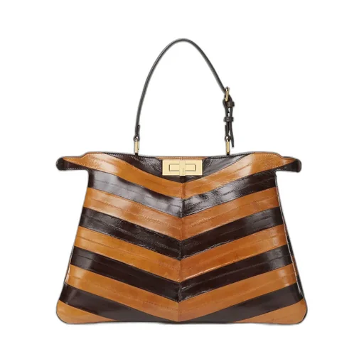 Peekaboo Soft Large Two-Tone Inlaid Hagfish Leather Bag