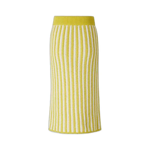 Striped Knitted Drawstring Midi Skirt