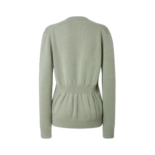 V-Neck Elastic Waistband Knitted Jumper