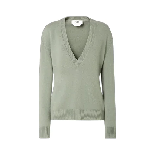 V-Neck Elastic Waistband Knitted Jumper