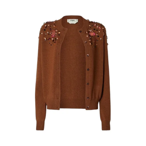 Embellished Buttoned Crewneck Cardigan