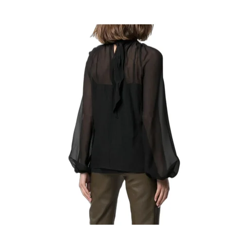 High-Neck Rear Tied Blouse