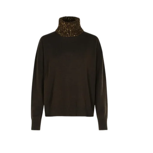 Sequinned High Neck Knitted Jumper
