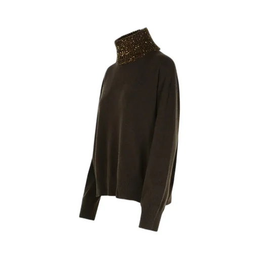 Sequinned High Neck Knitted Jumper
