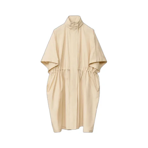 Tech Taffeta Drawstring Waist Long Cape
