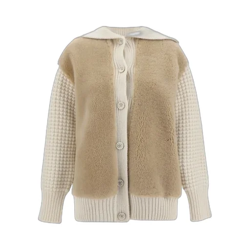 Button-Up Knitted-Panel Cardigan