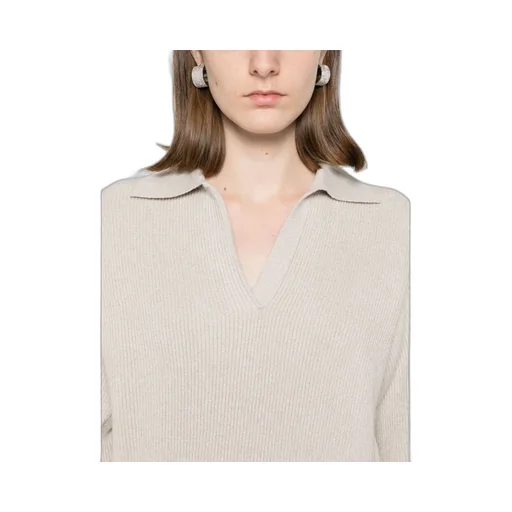 V-Neck Knitted Polo Jumper