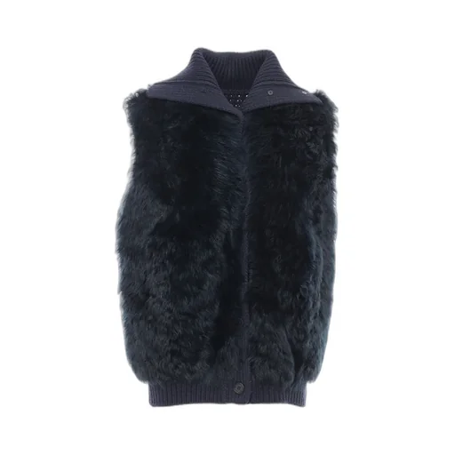 Shearling-Panelled Knitted Vest
