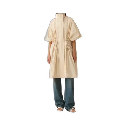 Tech Taffeta Drawstring Waist Long Cape