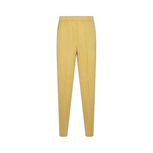 Elasticated-Waistband Tapered-Leg Trousers