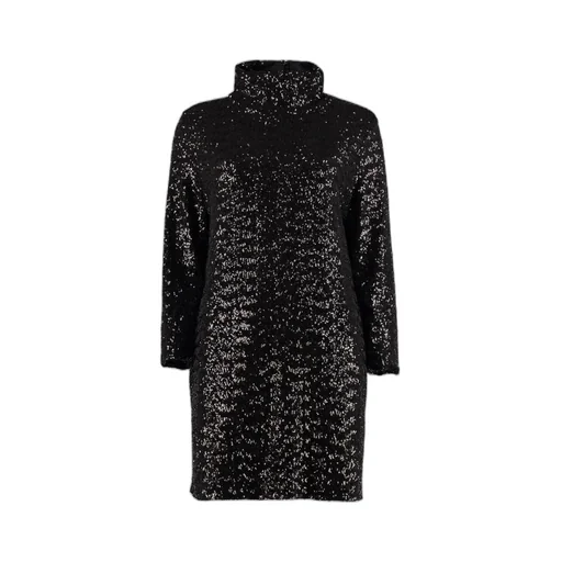 Sequin Embellished High-Neck Mini Dress