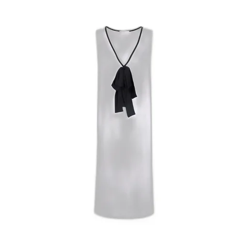 Bow-Detailed V-Neck Sleeveless Long Top