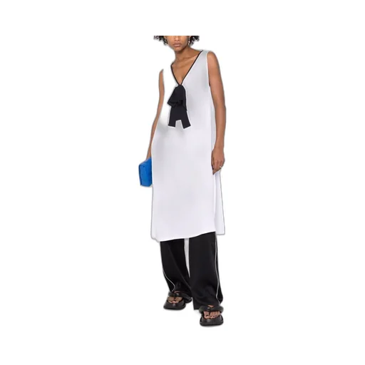 Bow-Detailed V-Neck Sleeveless Long Top