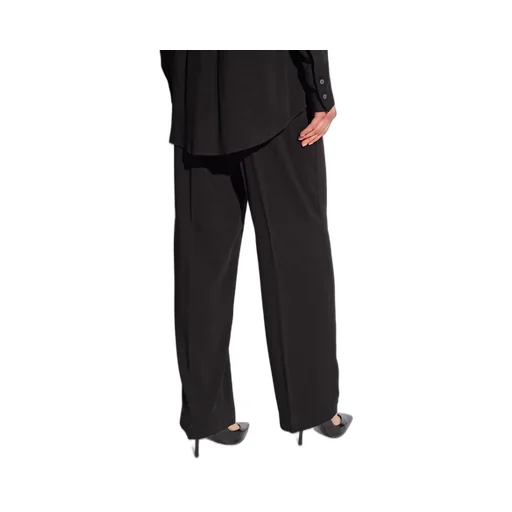 Elasticated Waistband Straight Crepe Trousers