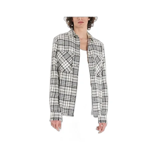 Shirt With Frayed Edges And Checked Outside