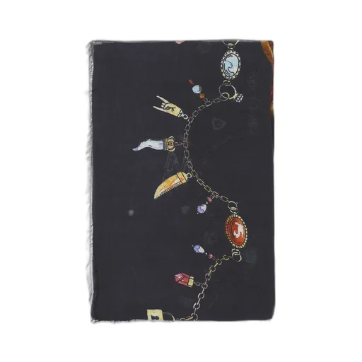 Graphic-Print Frayed Scarf