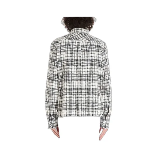 Shirt With Frayed Edges And Checked Outside
