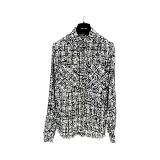 Shirt With Frayed Edges And Checked Outside