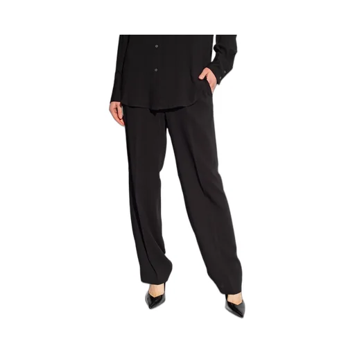 Elasticated Waistband Straight Crepe Trousers