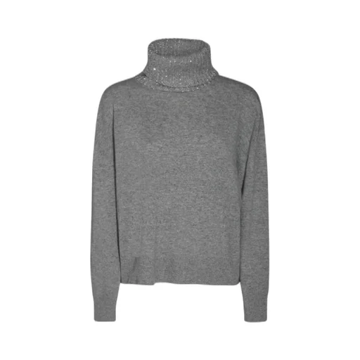 Sequined High Neck Knitted Jumper