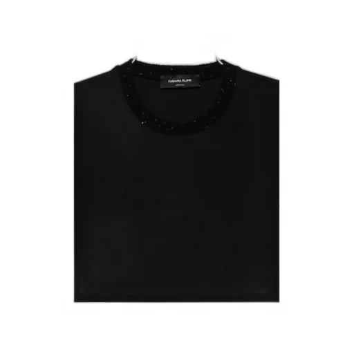 Embellished-Neckline T-Shirt