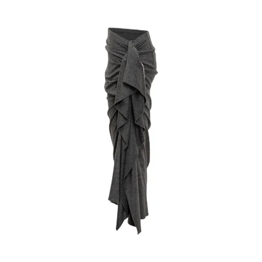Asymmetric Draped Ruffled Skirt