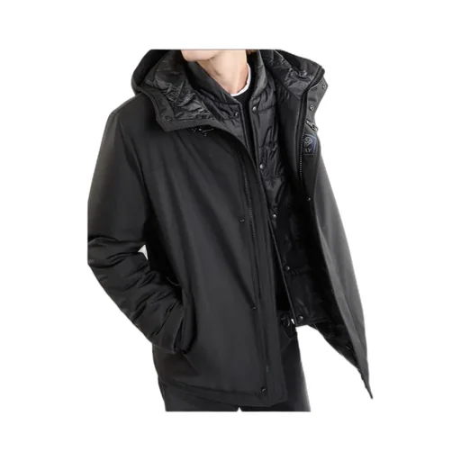 Nylon Hooded Caban Coat