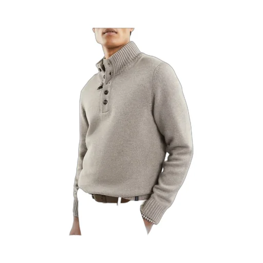 Button Mock Neck Sweater