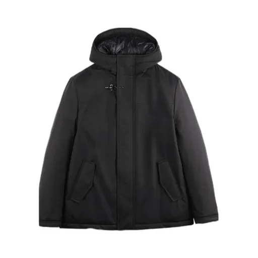 Nylon Hooded Caban Coat
