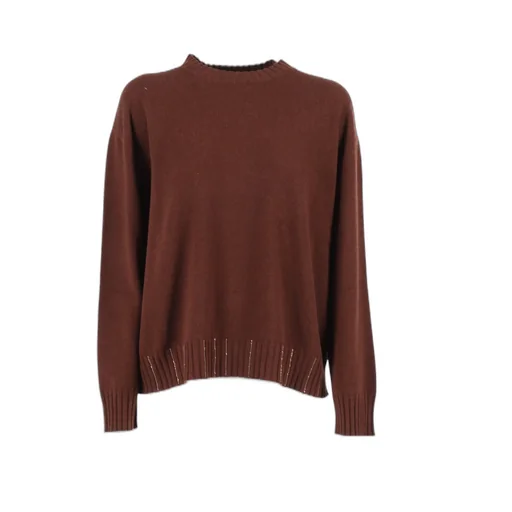 Ribbed-Hem Crew-Neck Sweater