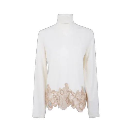 Long-Sleeved Turtleneck Sweater With Lace Details
