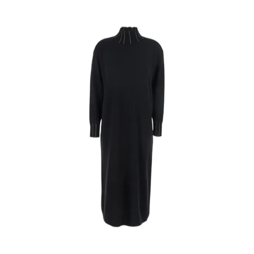 Mock-Neck Embellished Midi Dress