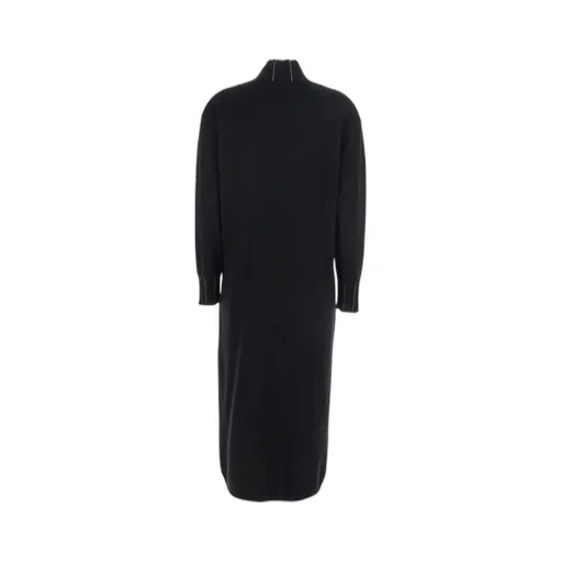 Mock-Neck Embellished Midi Dress