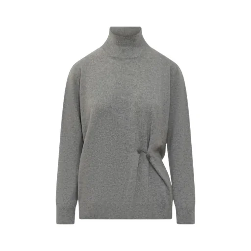 High-Neck Pin-Detail Sweater