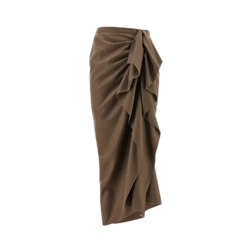 Pinstripe Ruffle Midi Skirt