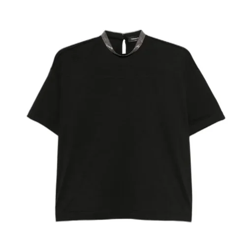 Embellished-Neckline Top