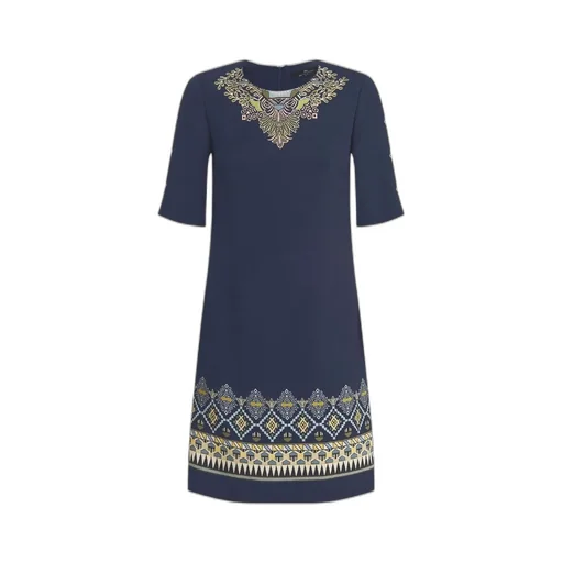 Embroidered Detail Short-Sleeve Dress
