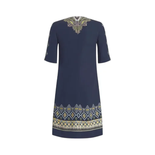 Embroidered Detail Short-Sleeve Dress