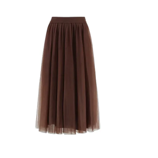 Pleated Tulle Midi Skirt