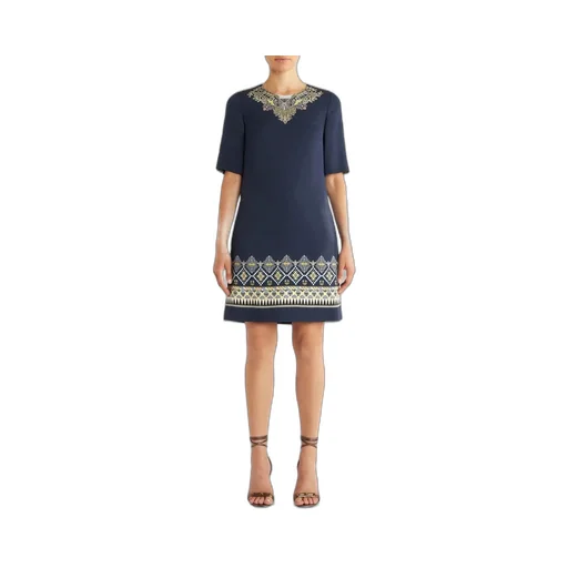 Embroidered Detail Short-Sleeve Dress