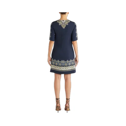 Embroidered Detail Short-Sleeve Dress