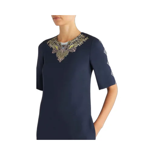 Embroidered Detail Short-Sleeve Dress
