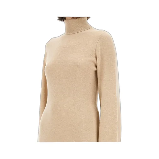 Lace-Edge Turtleneck Knitted Dress