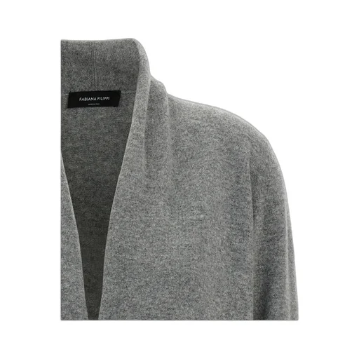 Shawl-Collar Jewel-Brooch Cardigan