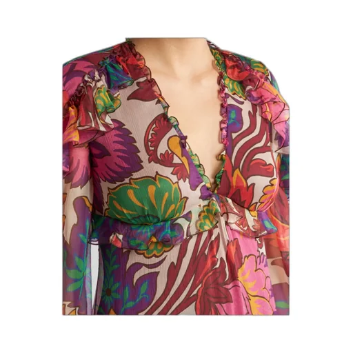 Floral-Printed V-Neck Mini Dress