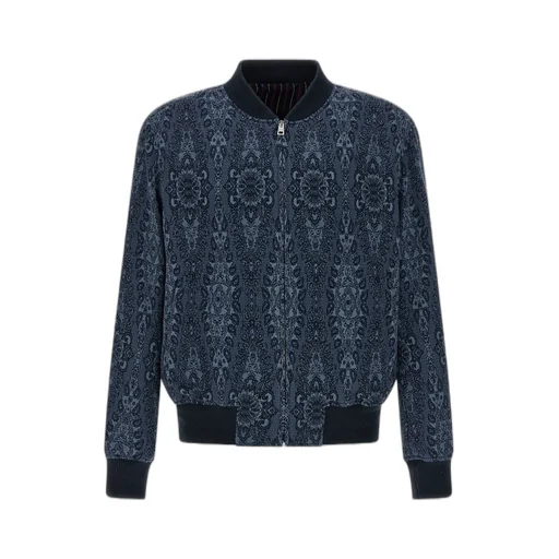 Patterned-Jacquard Zip Fastened Bomber Jacket