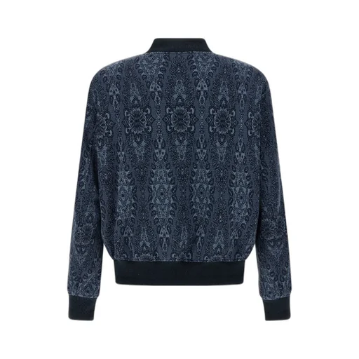 Patterned-Jacquard Zip Fastened Bomber Jacket