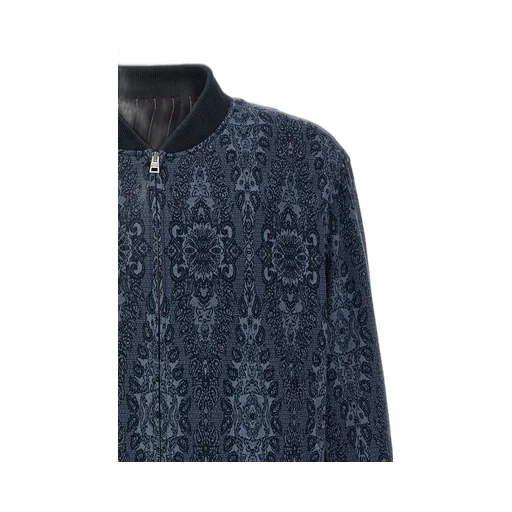 Patterned-Jacquard Zip Fastened Bomber Jacket