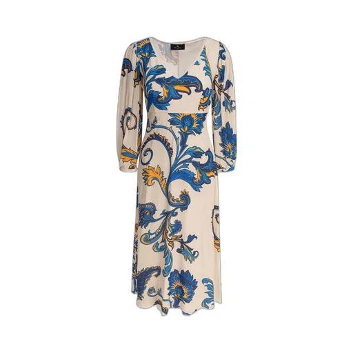 Paisley Printed V-Neck Midi Dress